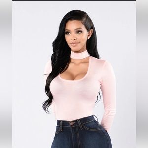 NWT Fashion Nova Dusty Pink Bodysuit